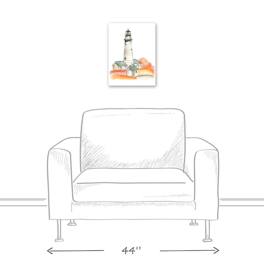 Lighthouse In Autumn 12" x 16" Canvas Wall Art